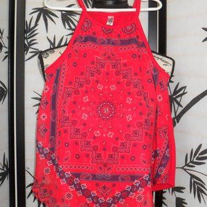 Red tank with bandana front